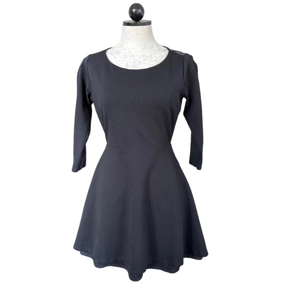 Lulu's Felicity Black Backless Lace Skater Mini Dress Little Black Dress Size S - Picture 15 of 16